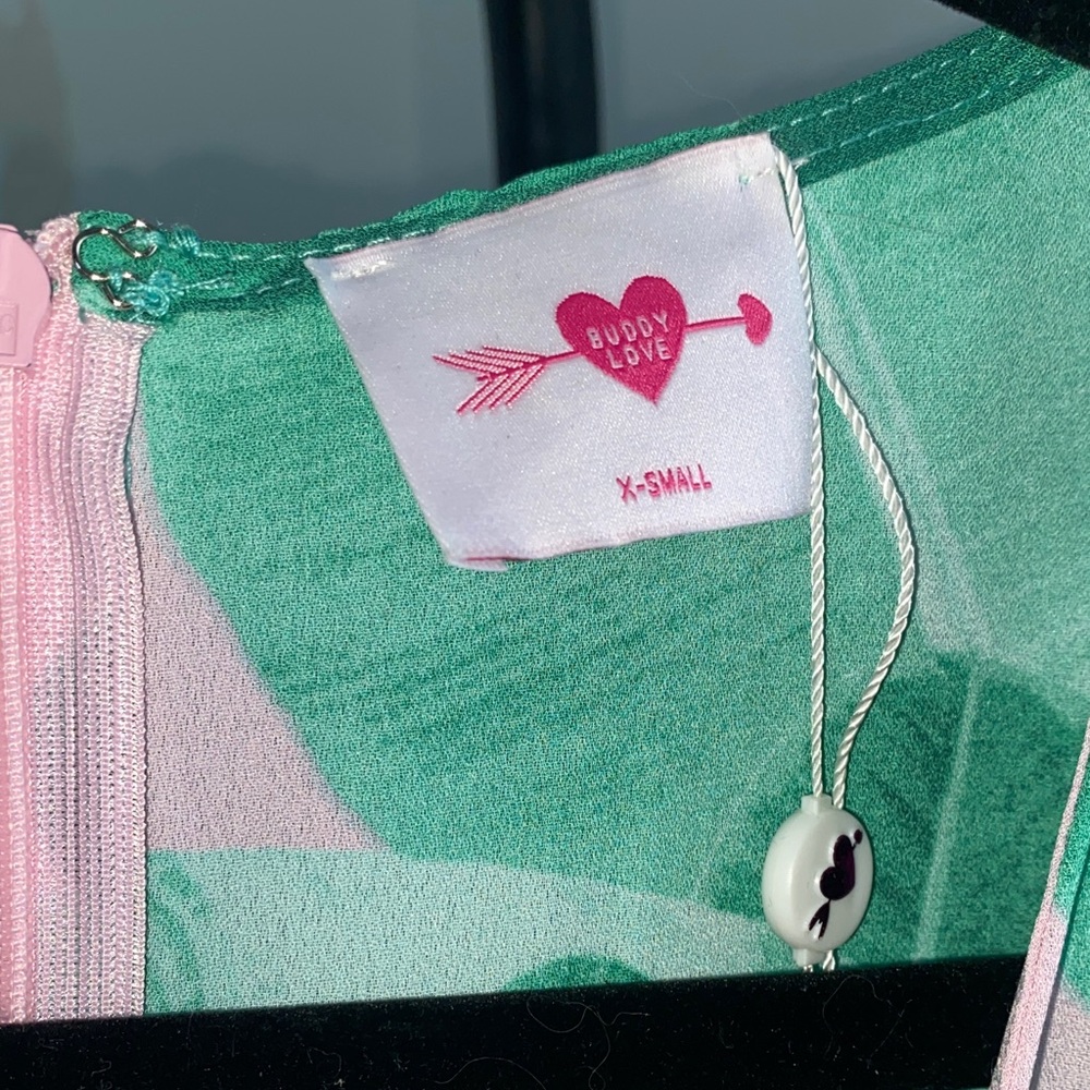 Buddy Love Green and Pink Leaf Print Dress - Picture 2 of 8